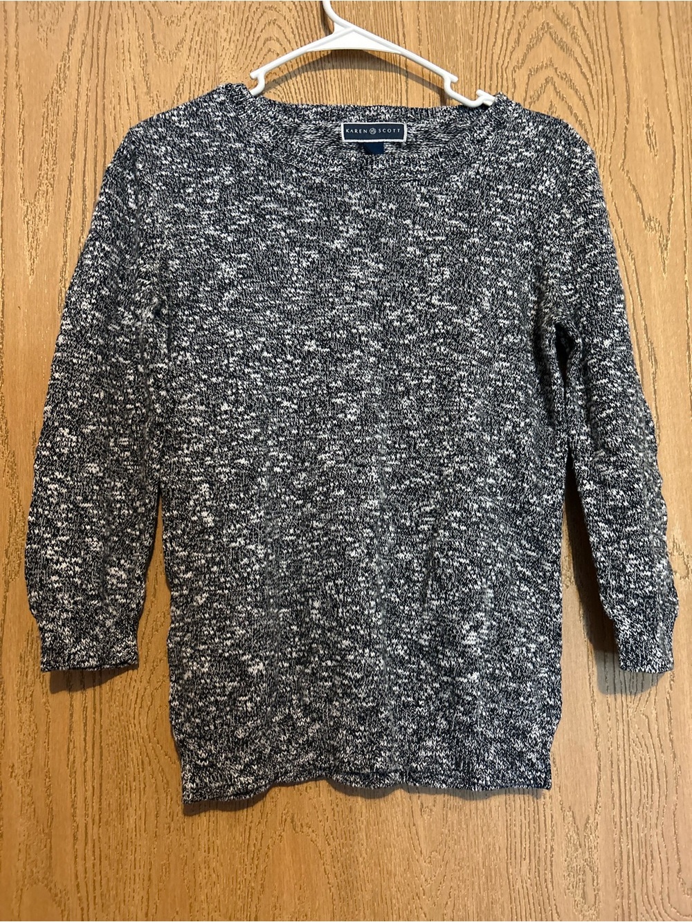 Karen Scott Black & White Crewneck Sweater